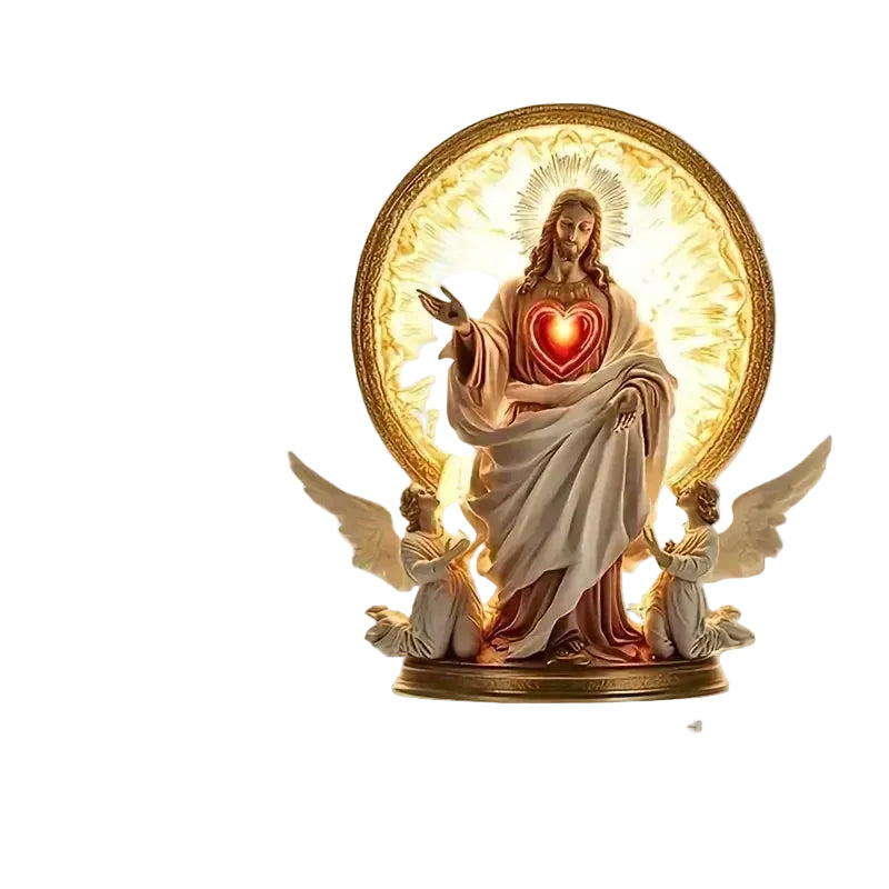 Jesus Golden Halo And Angel