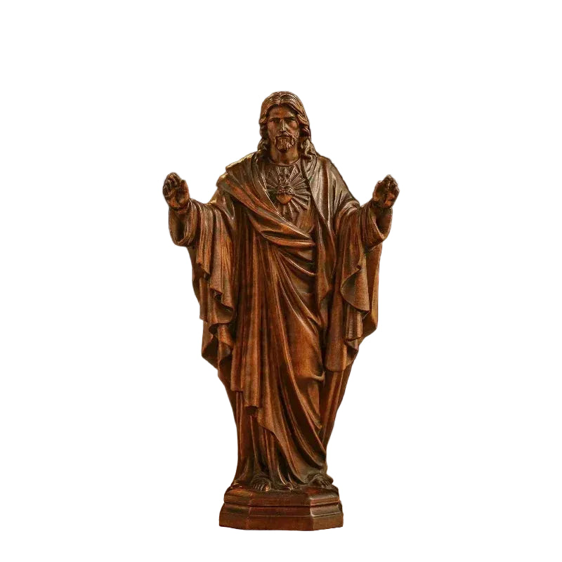 Hand-Carved Solid Wood Jesus Sculpture